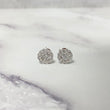 14K White Gold Lab Diamond Flower Round Stud Earrings 0.98Ct Lab Dia Vs / 1.41gr / 9mm