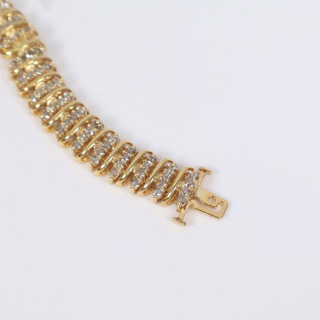 14K YG Diamond Luxury Bracelet / 24gr / 10.4mm / 7in / 5Ct Dia