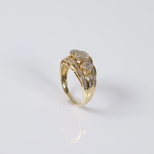 10K YG Diamond Luxury Flowers Rings / 3.7gr / Sz 7 / Ct Dia