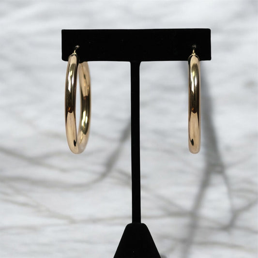 10K YG Fashion Hoop Earrings / 4.4gr / 1.5in