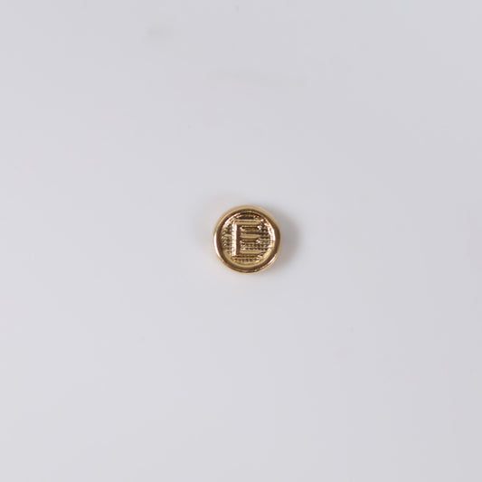 18K YG Letter E Textured Circle Ironwork / 0.2gr / 7mm /