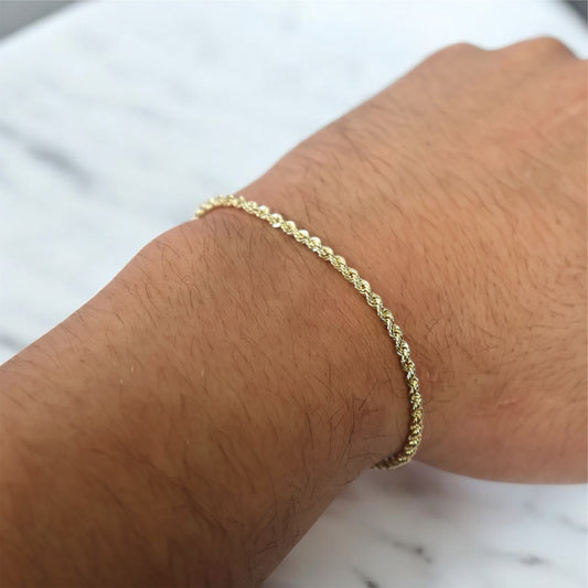 14K YG Rope Bracelet / 1.56gr / 1.4mm / 7in