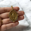 18K Yellow Gold Virgen Milagrosa Pendant With Zircons / 11.5gr