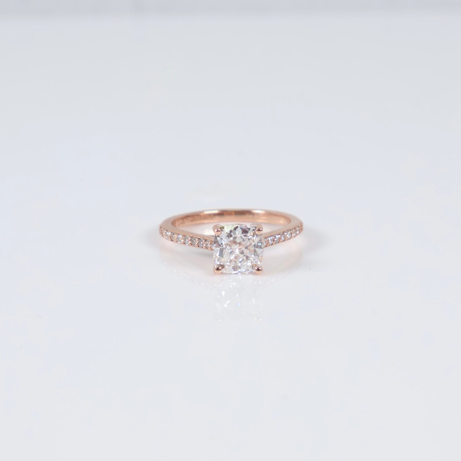 14K RG Lab Diamond Square Cushion Modified Brilliant Engagement Ring / 2.94gr / Sz 6 3/4 / 1.76Ct Lab / D / VVS2