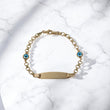 14K Yellow Gold Baby Name Evil Eye Id Anchor Links Bracelet / 3.3gr / 4mm / 6in