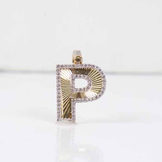 10K YG Diamond Letter P Pendant / 2.9gr / 0.8in / D-0.55Ct