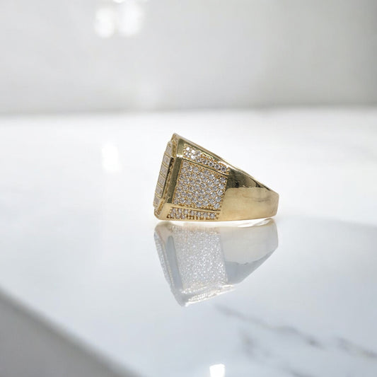 10K YG Fashion Cubic Rings / 8.62gr / Sz 11 / White Zircons