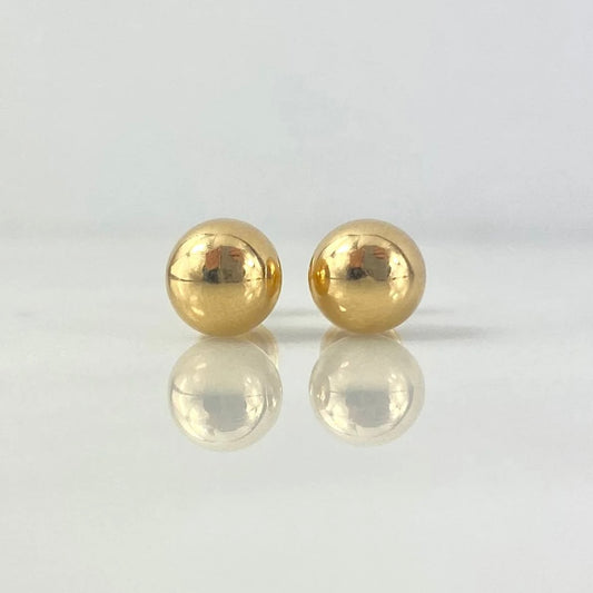 18K Yellow Gold Smooth Ball Stud Earrings / 0.85gr / 7mm