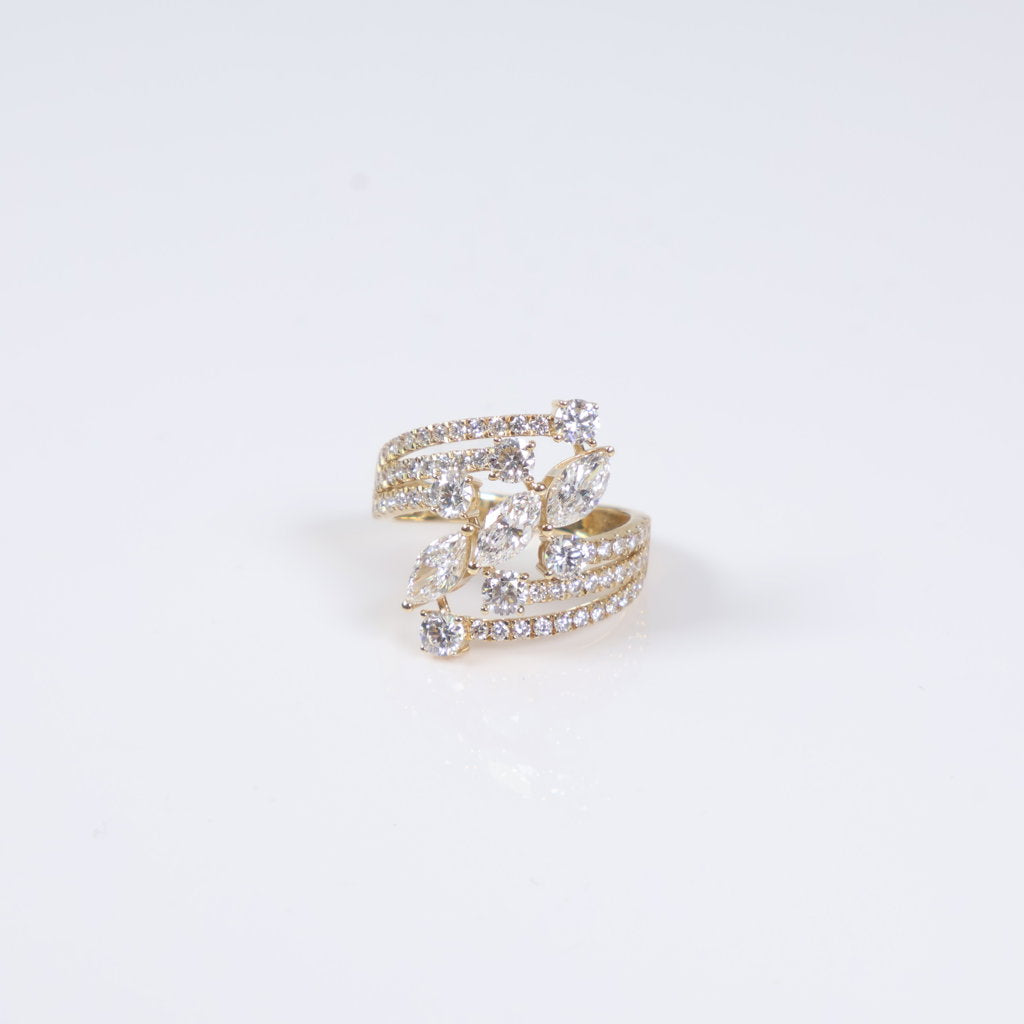 14K YG Lab Diamond Marquise Cut Luxury Engagement Ring / 3.5gr / Sz 6.5 / 2.20Ct Lab / VS / F