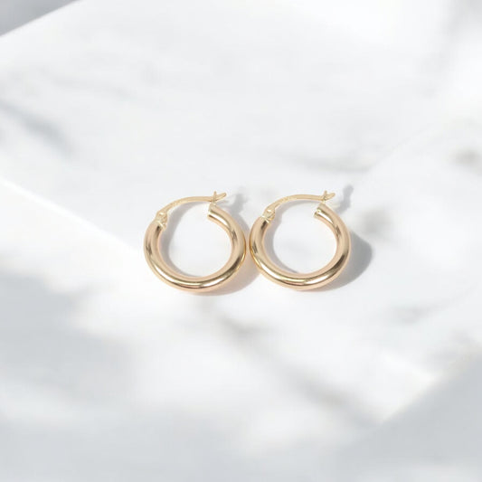 14K YG Fashion Hoop Earrings / 1.4gr / 0.7in /