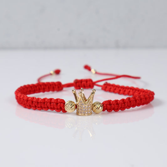 18K YG Crown Adjustable Bracelet Tejido / 2.06gr / 5mm / 3mm / White Zircons