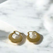 14K Yellow Gold Half Moon Hoop Earrings / 2.8gr