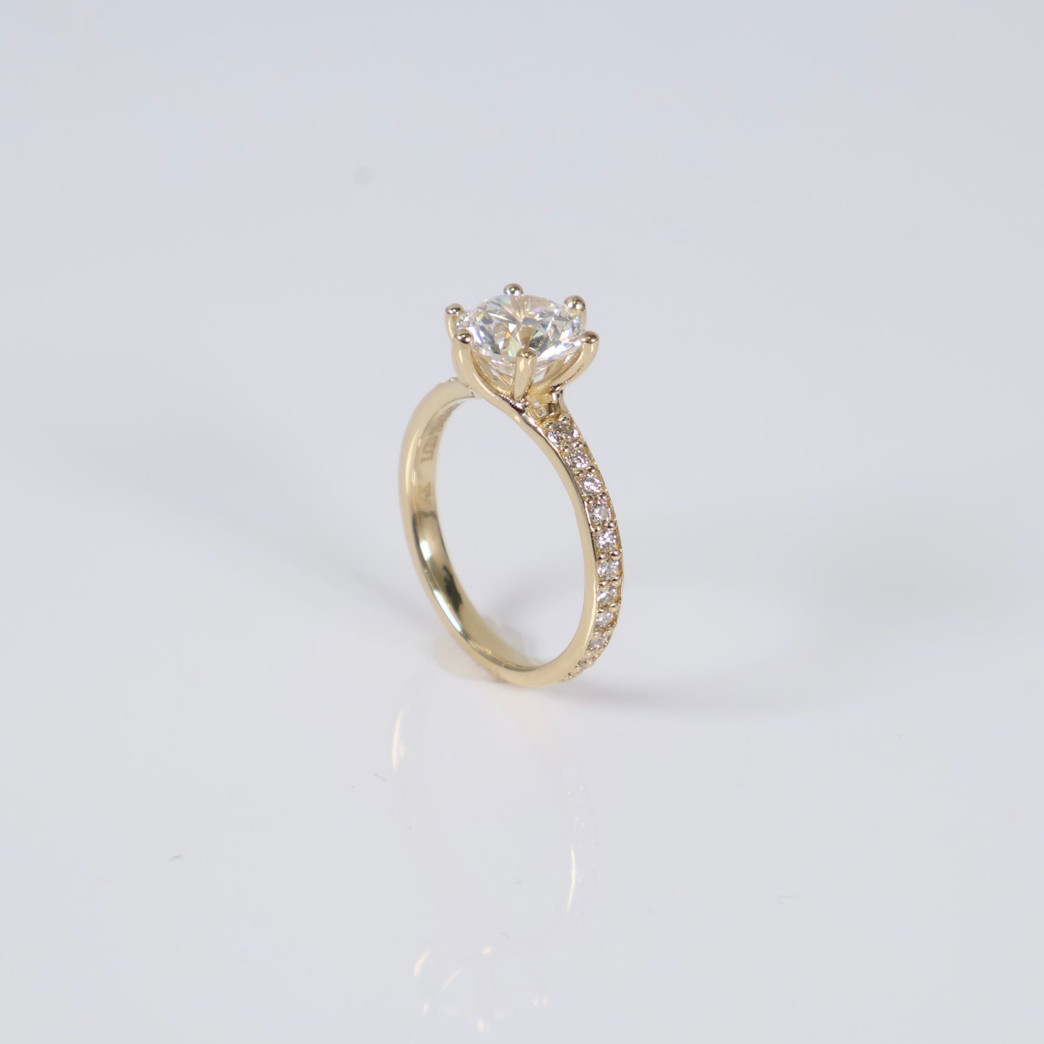 14K YG Lab Diamond Round Brilliant Engagement Ring / 3.23gr / Sz 7 / 2Ct Lab Dia / E / VS1