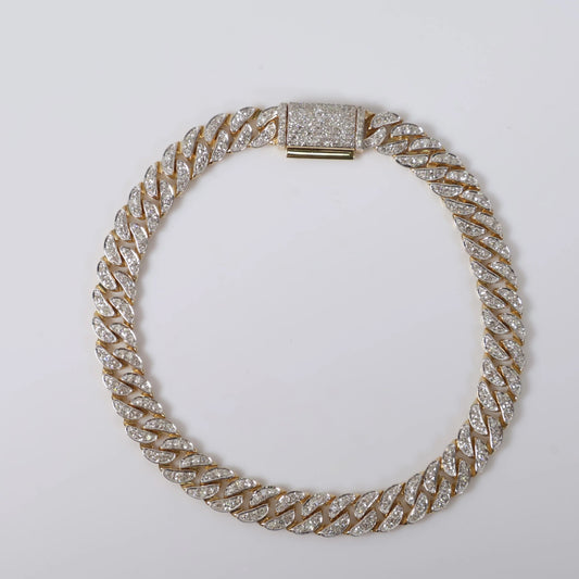 10K YG Diamond Cuban Links Bustdown  Bracelet / 11.8gr / 6.5mm / 7.5in / 11.8Ct Dia