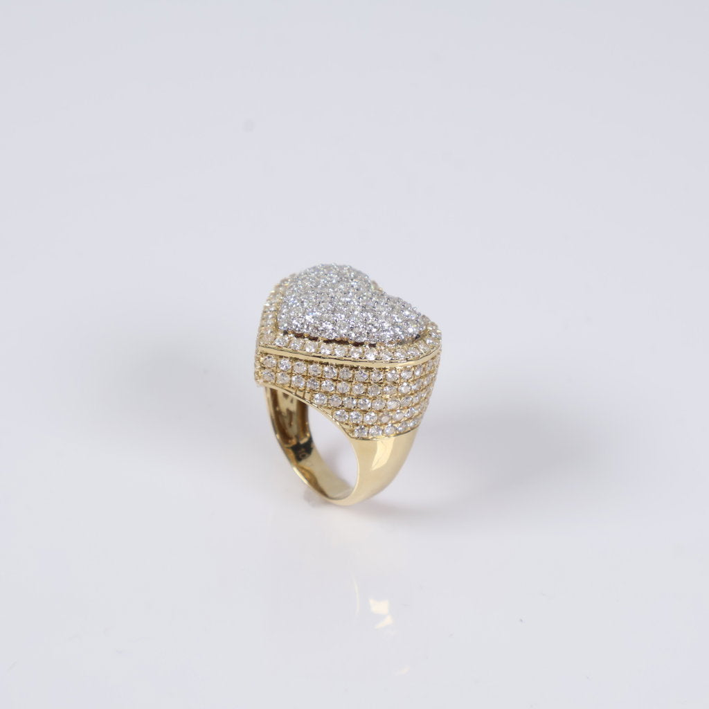 10K YG Diamond Heart Ring / 8.83gr / Sz 7 / 4.35Ct / VS2-SI / G-H