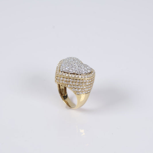 10K YG Diamond Heart Ring / 8.83gr / Sz 7 / 4.35Ct / VS2-SI / G-H