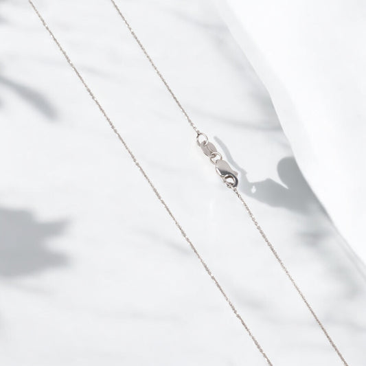 14K White Gold Minicuban Chain / 1gr / 0.7mm / 16in