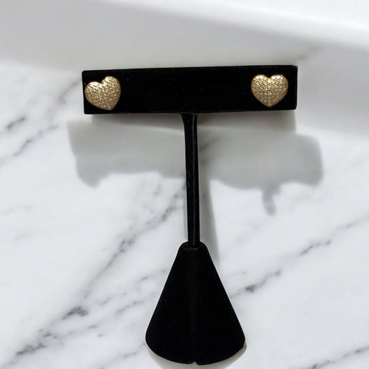 10K Yellow Gold Diamond Heart Stud Earrings 0.76Ct / 1.9gr