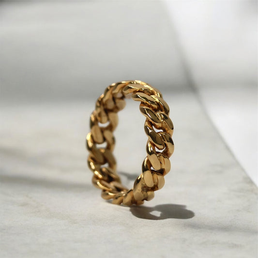 Ring Cuban Links Ring 10K YG Size Sz 7 1/2 Weight 5.4