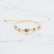 18K 2 Tone Heart-Diamond Cut Balls Bracelet Tejido / 1.04gr / Adjustable /