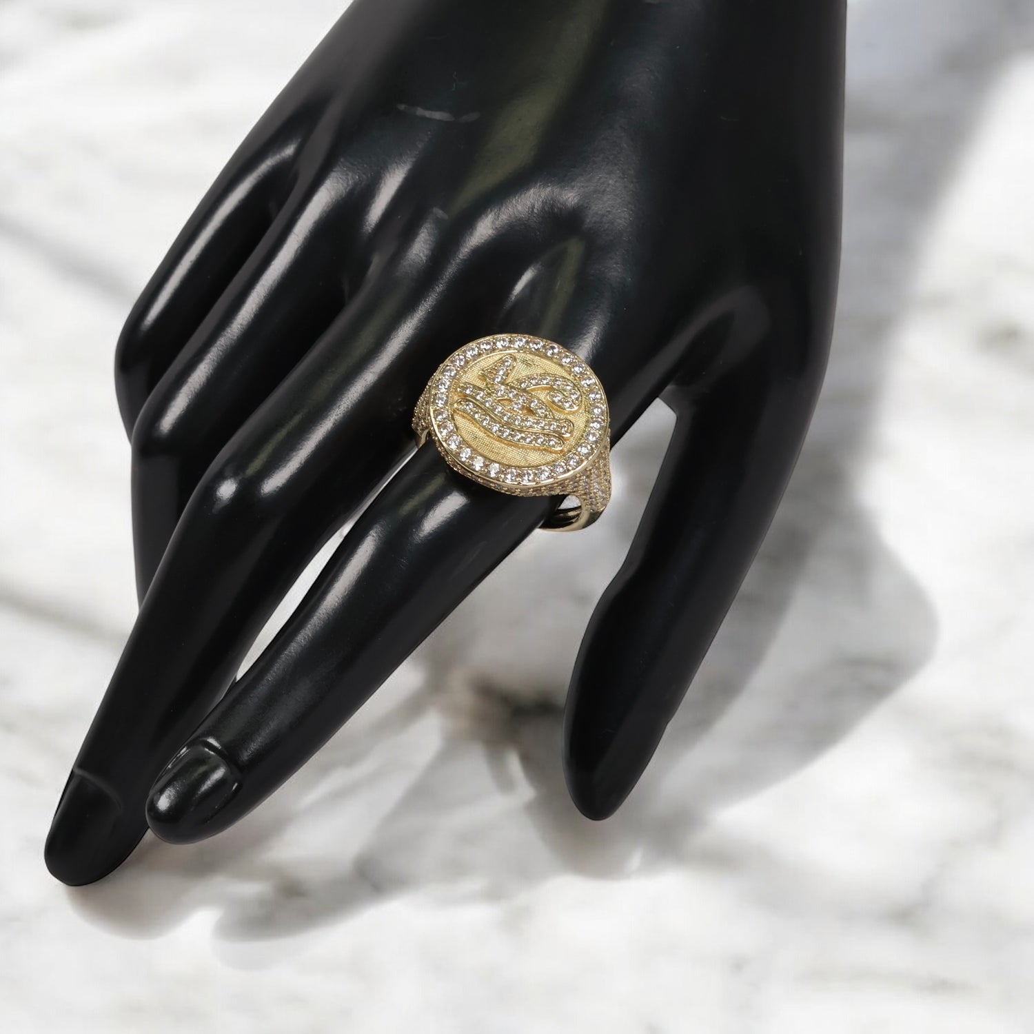 10K YG Egyptian Ankh Eye Fashion Rings / 9.33gr / Sz 11 / White Zircons