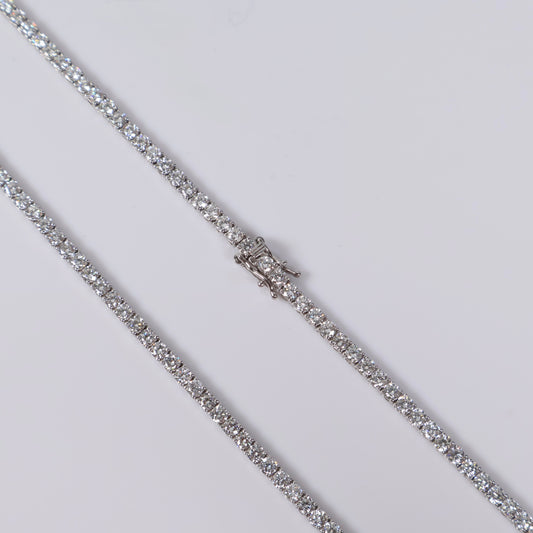 14K WG Lab Diamond Tennis Chain / 17.15gr / 3mm / 22in / 15.28 CTTW Lab VS / E-F