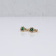 14K Yellow Gold Luxury Flower Stud Earrings With Green Zircons / 1.3gr