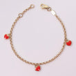 14K YG Red Little Hearts Bracelet / 2.5gr / 2mm / 6in /