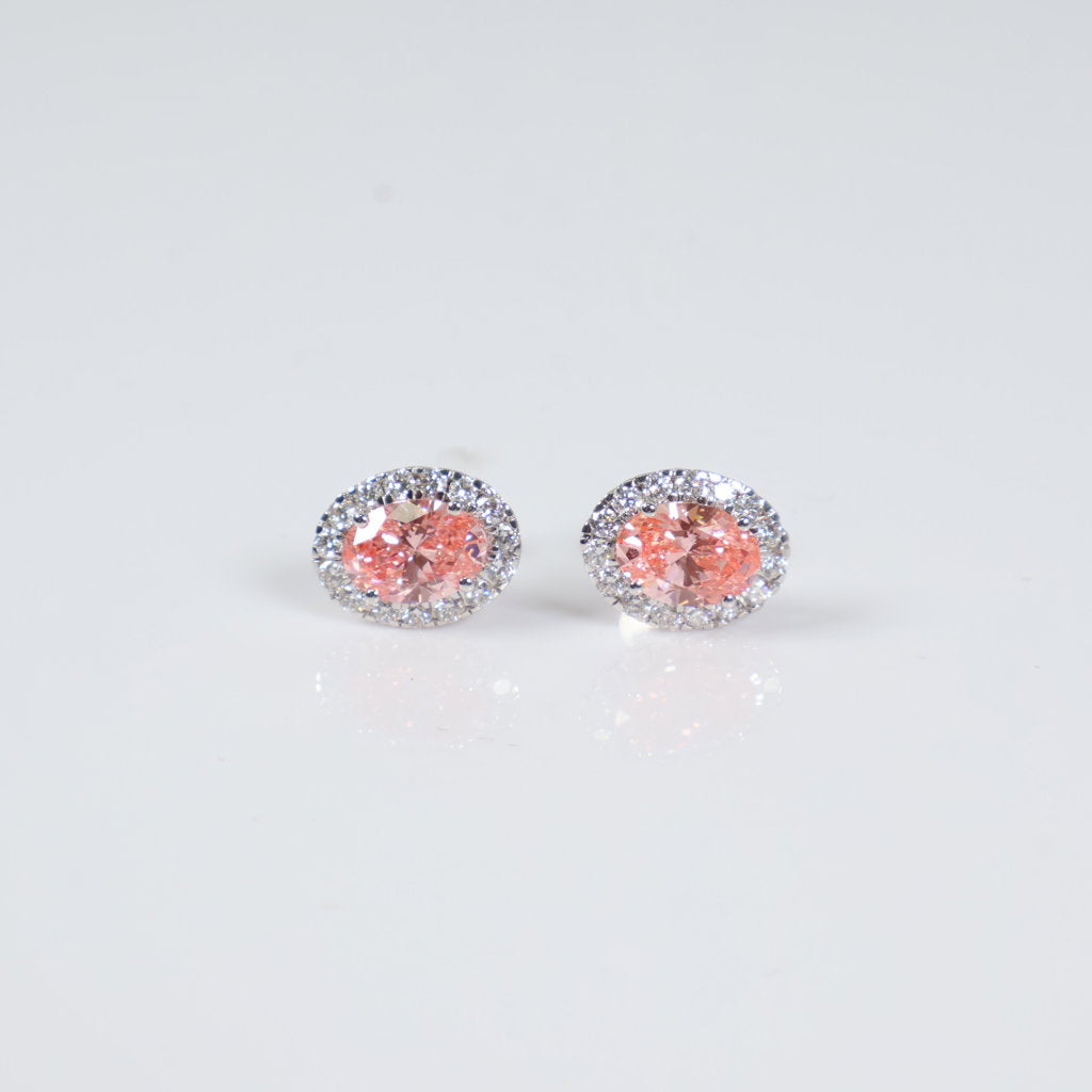 14K WG Lab Diamond Solitaire Round Stud Earrings / 3.54gr / 13mm / 4Ct Lab Dia / VS / F