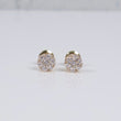 14K YG Lab Diamond Flower Round Stud Earrings / 1.38gr / 8mm / 0.97 CTTW Lab VS / E-F