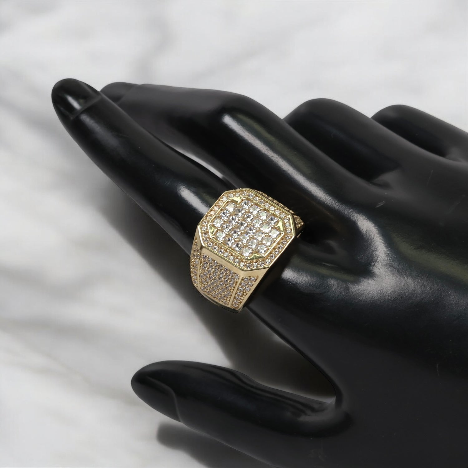 10K YG Fashion Cubic Rings / 8.62gr / Sz 11 / White Zircons