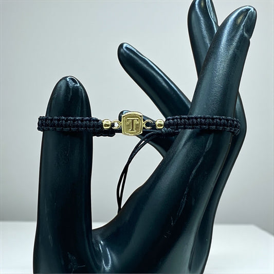 18K Yellow Gold Tejida Letter T Bracelet Adjustable / 0.42gr