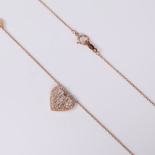 14K RG Diamond Heart Set Jewelry / 2.8gr / 1mm / 18in / 0.65Ct / VS2-SI / G-H