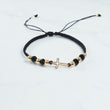 18K YG Cross Silhouette-Smooth Balls Bracelet Tejido / 1.7gr / Adjustable /