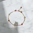 14K YG Paper Clip Heart-red / Dolphin Anklet / 5.63gr / 10.5in