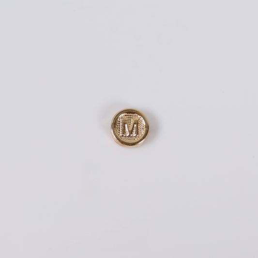 18K YG Letter M Textured Circle Ironwork / 0.2gr / 7mm /