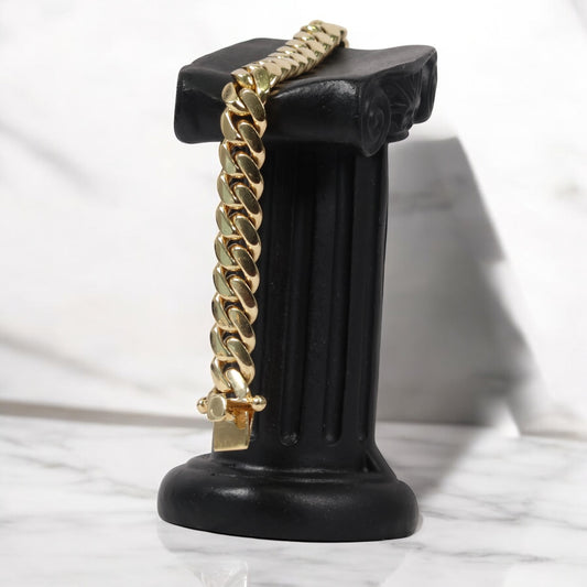 10K YG Micro Cuban Links Bracelet / 48.1gr / 9.2mm / 7 3/4in /