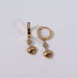 14K Yellow Gold Heart Hoop Earrings With Zirconia / 3.1gr