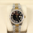 Rolex Datejust Dia Dial Black Face Roman Numbers Diamond Bezel Ref 16013 Watch / 36mm /