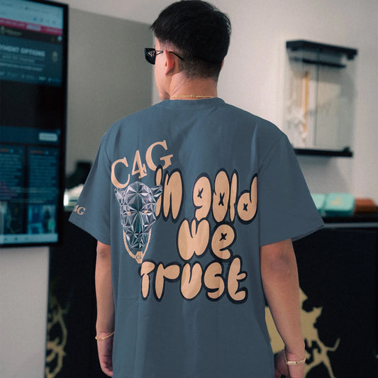 In Gold We Trust Blue Grey T-Shirt