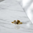14K Yellow Gold Footprints Ring With Zircons / 1.6gr / Size 7.5