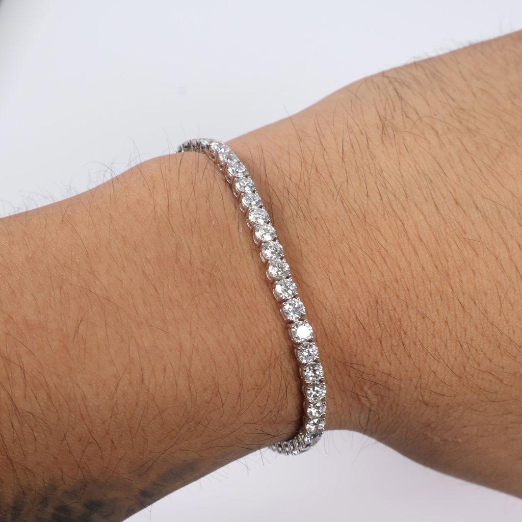 14K WG Lab Diamond Tennis Bracelet / 8gr / 3.4mm / 7in / 8.50Ct Lab / VS /F
