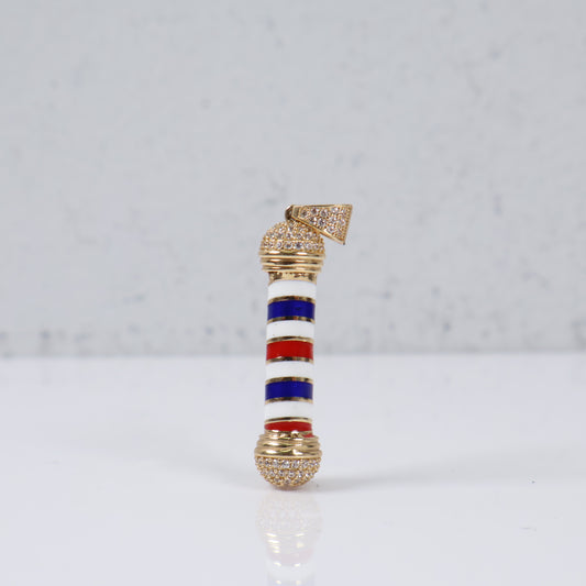 Barber Pendant 14K Yellow Gold With Zirconia / 5.2gr