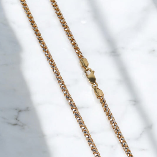 10K YG Round Franco Diamond Cut Chain / 33.67gr / 4mm / 18in /
