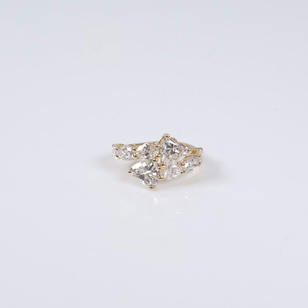 14K YG Lab Diamond Oval-Heart Cut Engagement Ring / 3.9gr / Sz 6.5 / 4.35Ct Lab / VS / F
