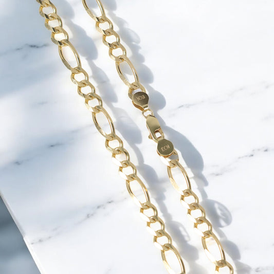 14K Yellow Gold Figaro Chain / 24.2gr / 6.7mm / 18in