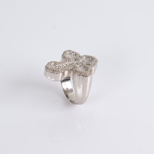 10K WG Diamond Cross Rings / 16.3gr / Sz 8.5 / 1.29Ct Dia