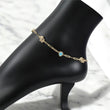 14K YG Paper Clip Heart-blue / Elephant Anklet / 5.38gr / 10in