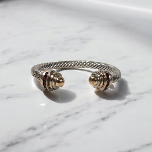 Silver-18K Fashion Bracelet / 38.85gr /  / Red Zircons