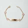 14K YG Baby Minicuban Name Plate With Pink Heart Bracelet / 2.67gr / 1.7mm / 7in /